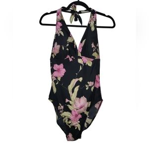 18W / 2X Venezia Sport Floral Halter One-Piece Lycra Swimsuit